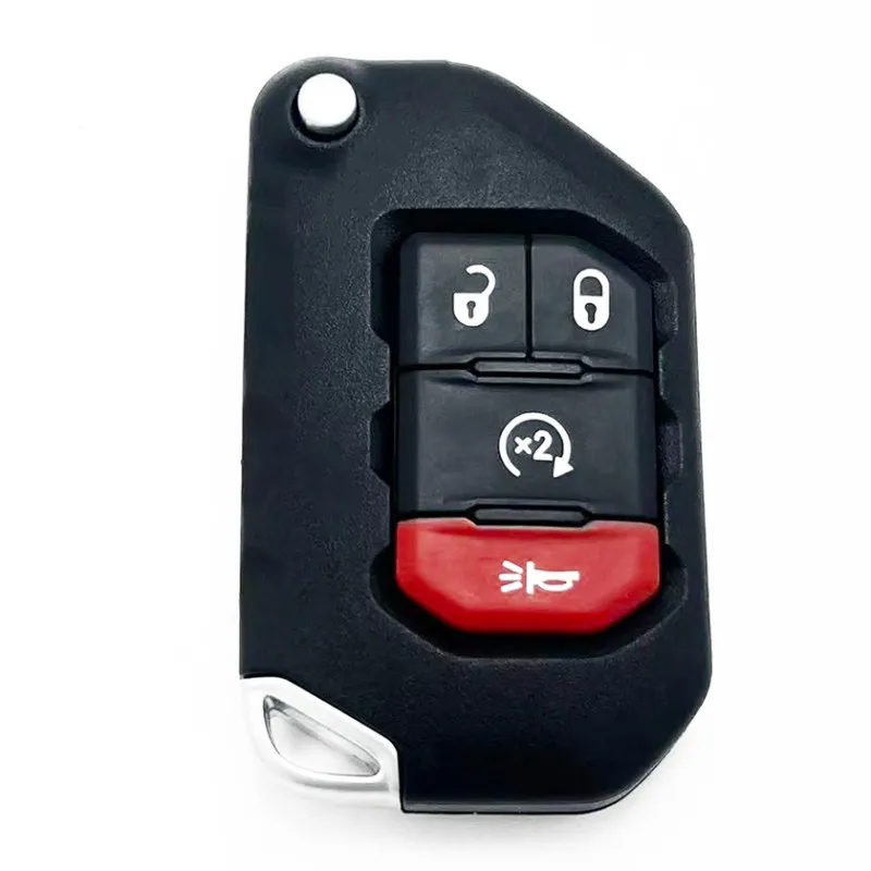 4 Buttons Remote Car Key Shell Fob for Jeep Wrangler Rubicon Sahara JK JL 2018 SIP22 Blade Replacement Keyless Entry Fob Case