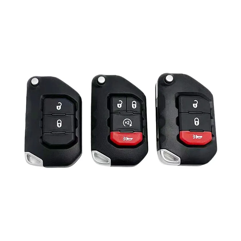 4 Buttons Remote Car Key Shell Fob for Jeep Wrangler Rubicon Sahara JK JL 2018 SIP22 Blade Replacement Keyless Entry Fob Case